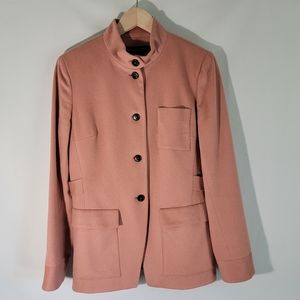 Anne Klein Salmon Pink/Peach 100% Cashmere Single Breasted Peacoat Blazer Size 8